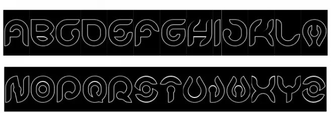 KIOSHIMA-Outlined-Inverse Caratteri MAIUSCOLE