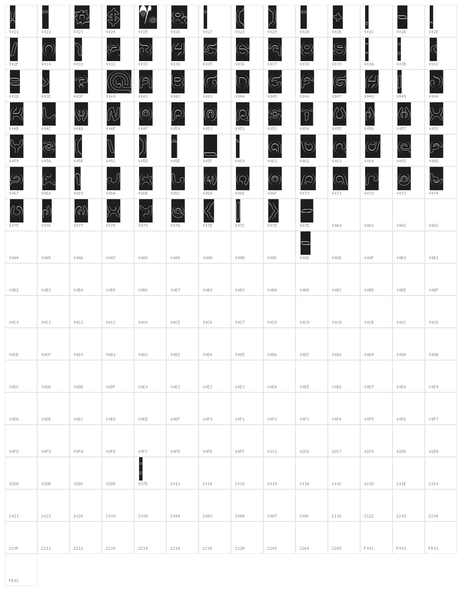 KIOSHIMA-Outlined-Inverse Character Map