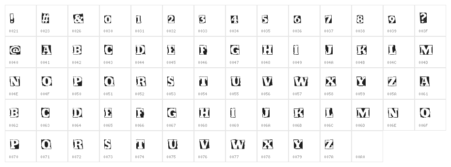 Kickstop Character Map