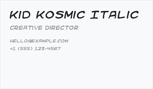 Kid Kosmic Italic Business Card