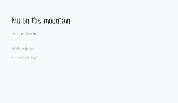 Kid On The Mountain Business Card