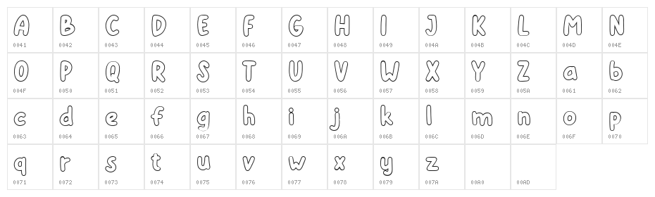 Kiddosy Free Outline Character Map