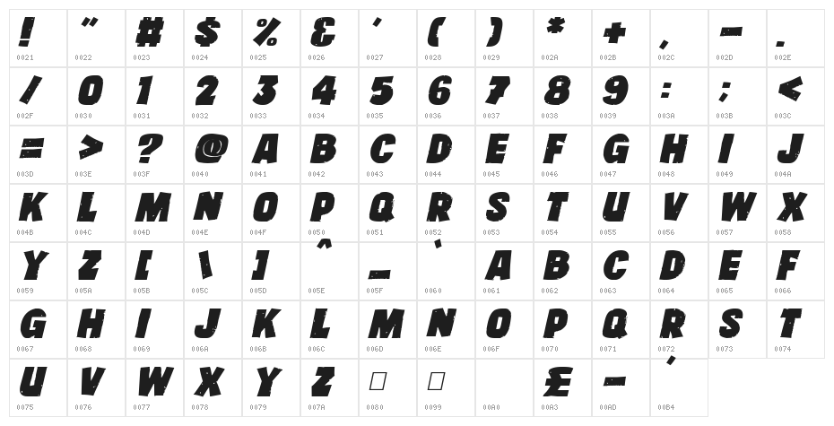 Kids Club House Italic Character Map