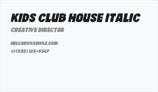 Kids Club House Italic Business Card