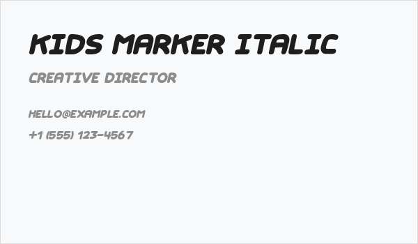 Kids Marker Italic Business Card