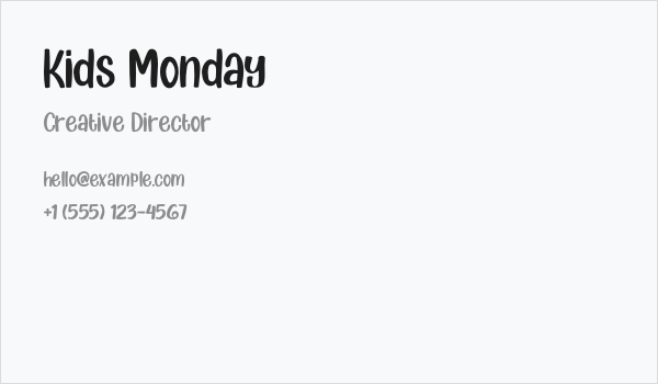Kids Monday Business Card