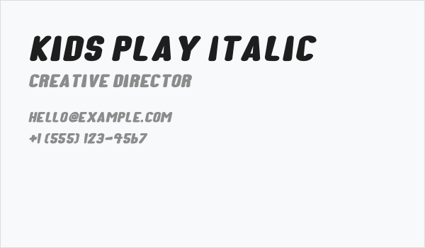 Kids Play Italic Business Card