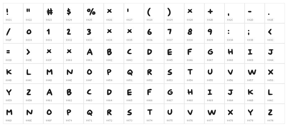 Kids Rule DEMO Regular Character Map