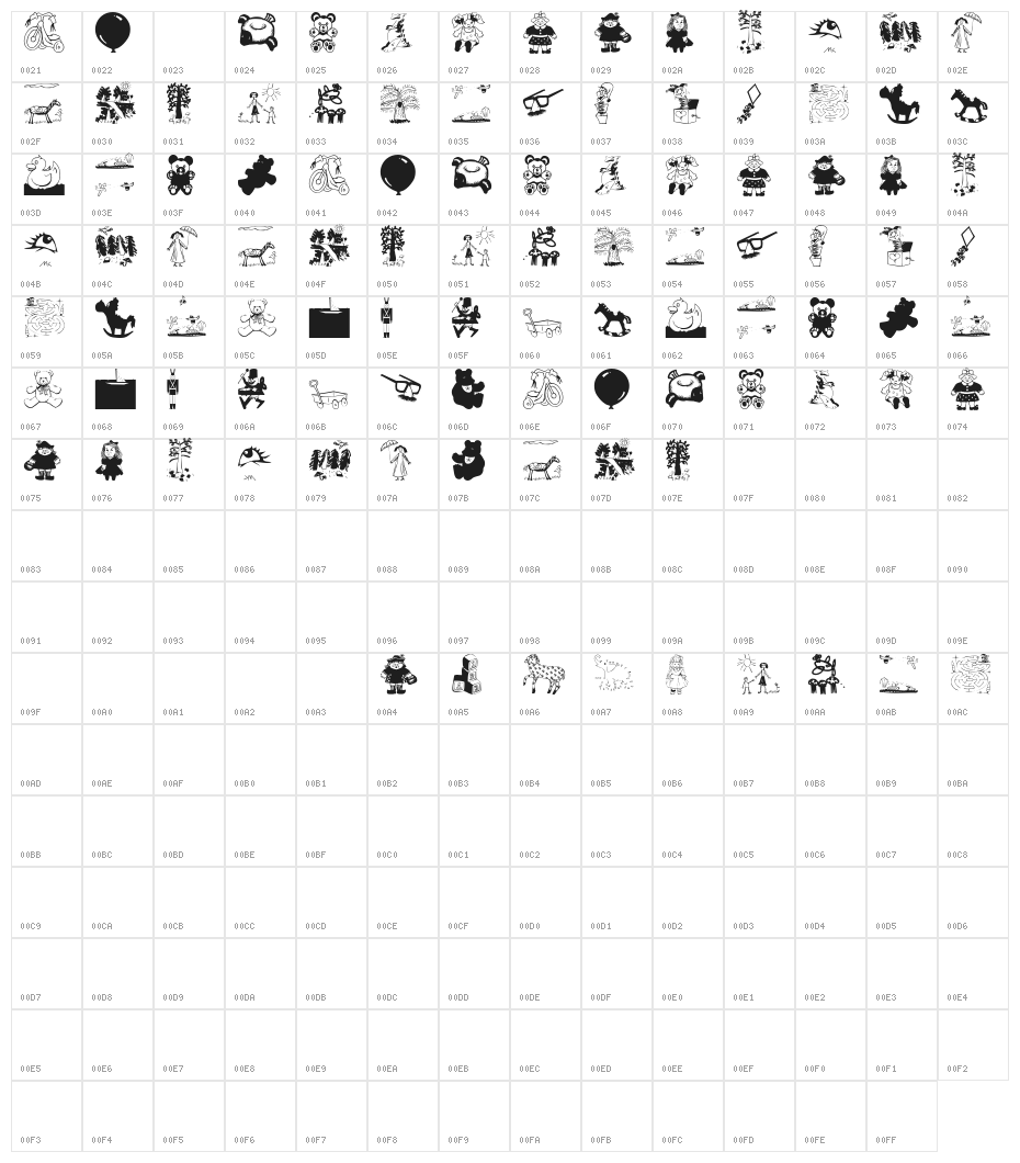 KidsStuff Character Map