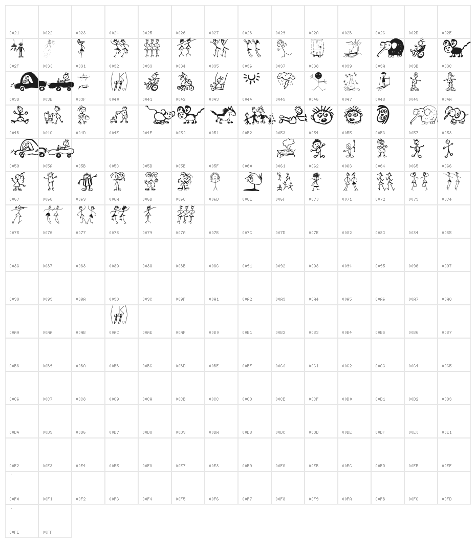 Kidsfontone Character Map