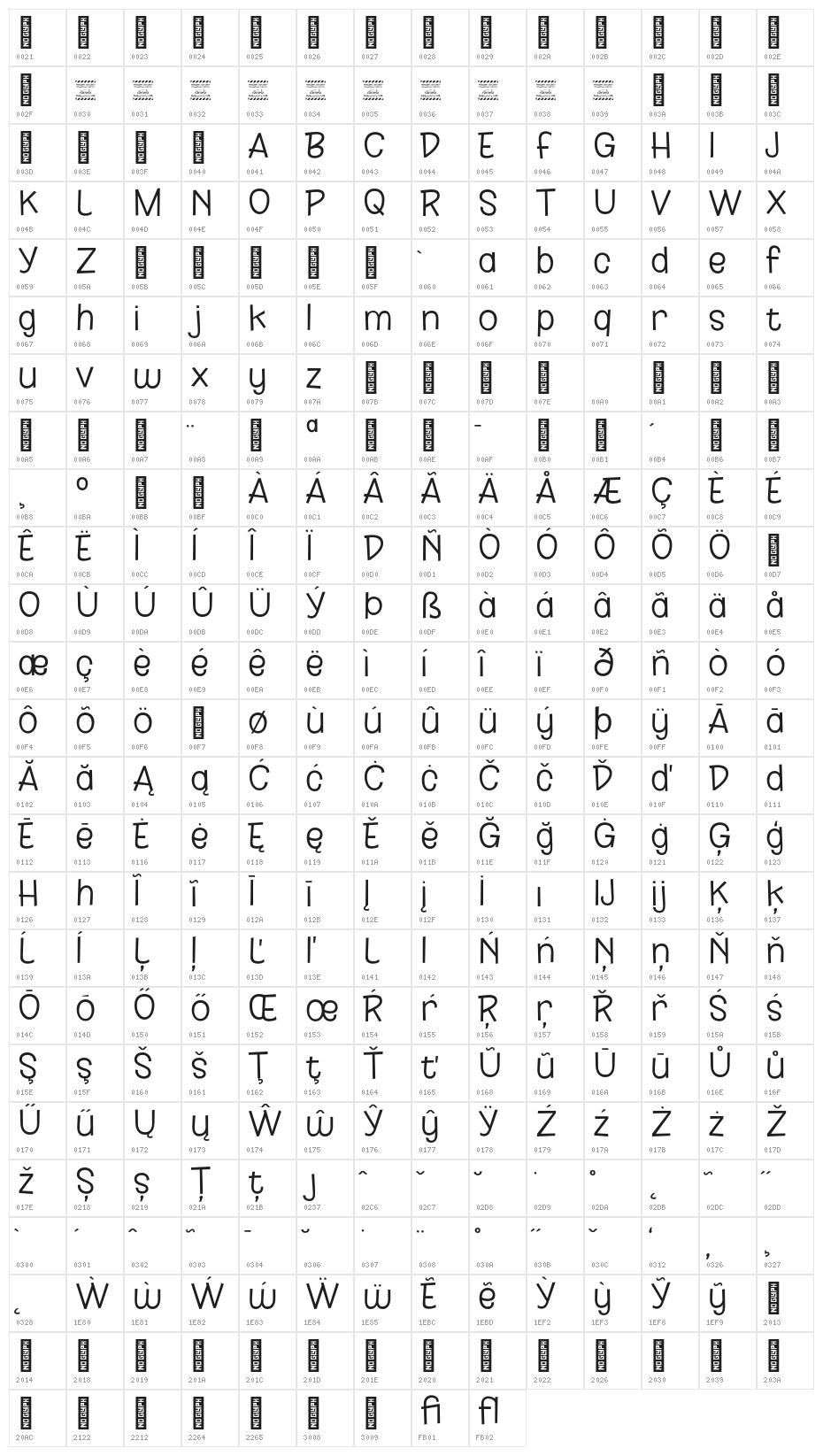 Kidzhood Arabic DEMO Light Character Map