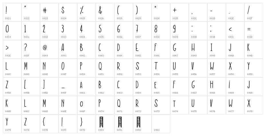 Kidzonia Regular Character Map