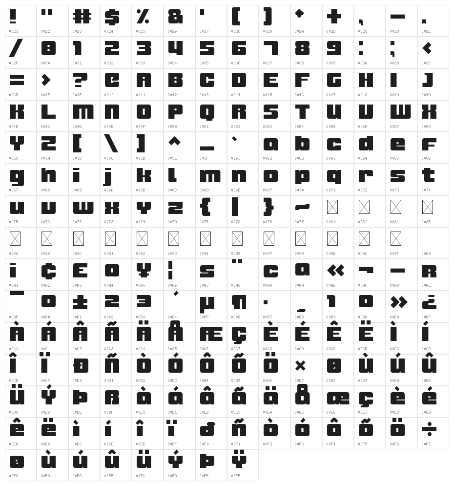 Kijani 21 Clean Regular Character Map