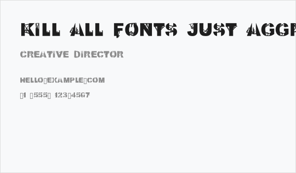 Kill All Fonts Just Aggression Business Card