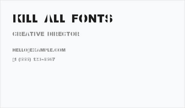 Kill All Fonts Business Card