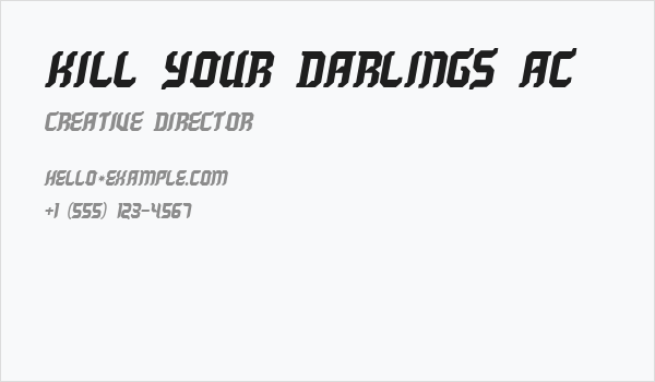 Kill your darlings AC Business Card