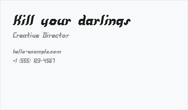 Kill your darlings Business Card