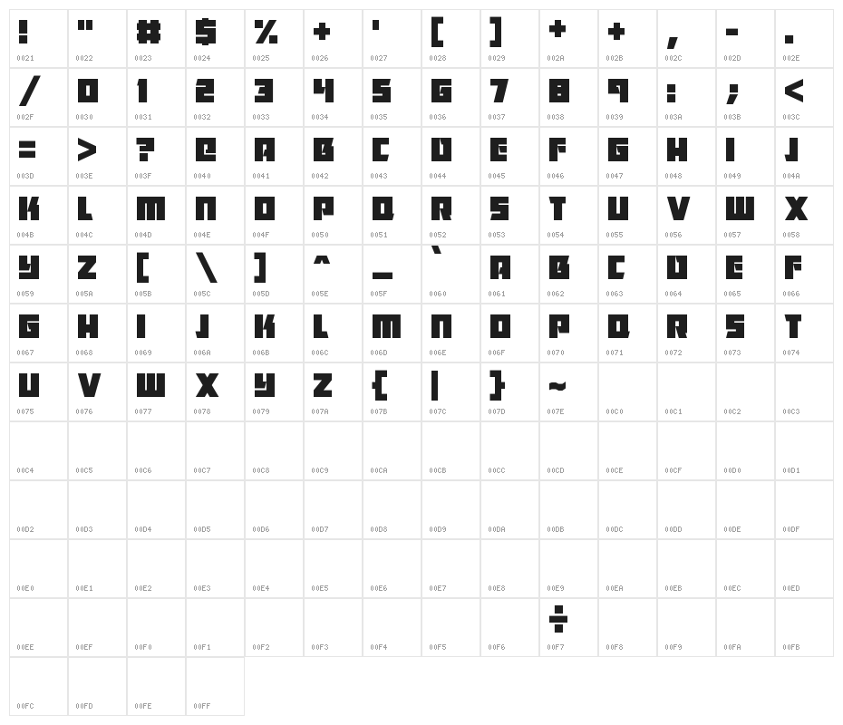 Killer Bassline Character Map