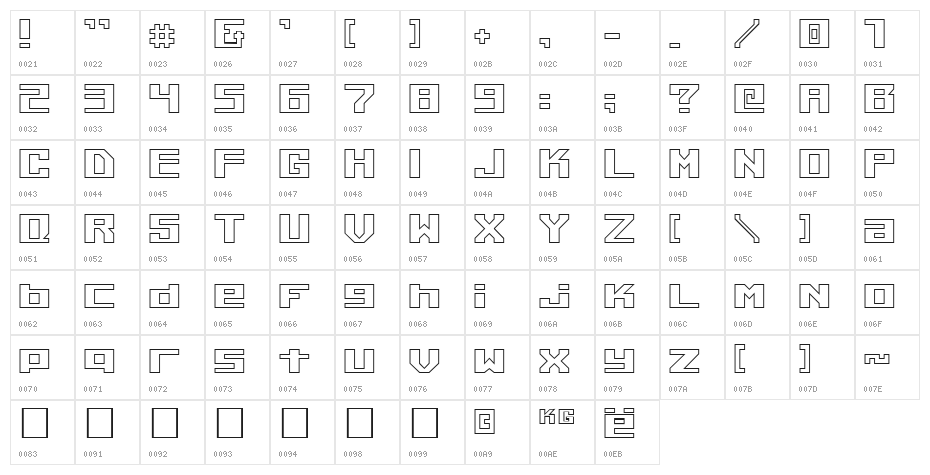 Kiloton Outline Character Map