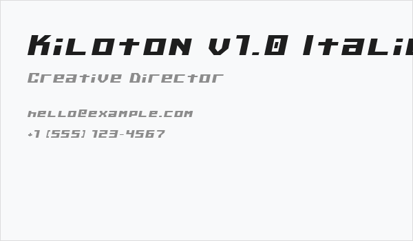Kiloton v1.0 Italic Business Card