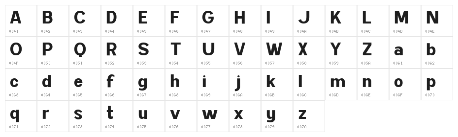 Kimball Bold DEMO Heavy Character Map