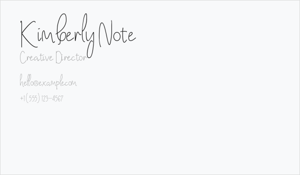 Kimberly Note Business Card