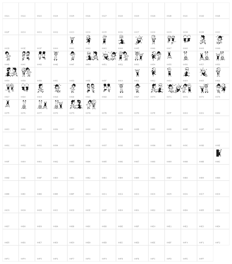 Kinderkinder Character Map