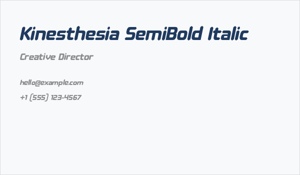 Kinesthesia SemiBold Italic Business Card