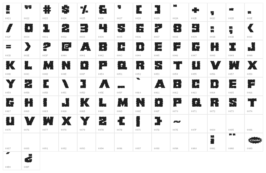 King Commando Expanded Character Map