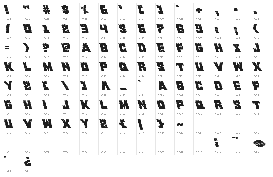 King Commando Leftalic Character Map