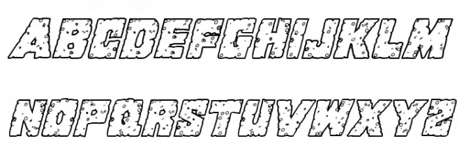 King Commando Riddled III Italic Schriftart Kleinbuchstaben