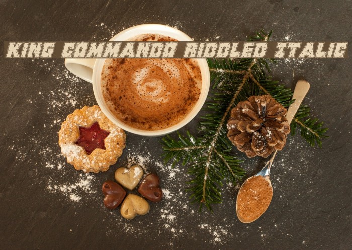 King Commando Riddled Italic Font examples