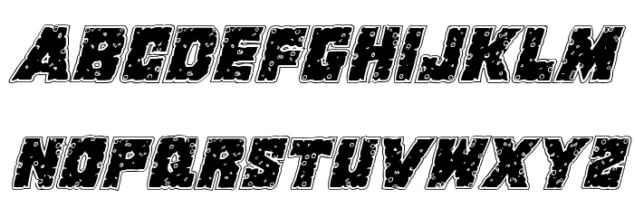 King Commando Riddled Italic Font LOWERCASE