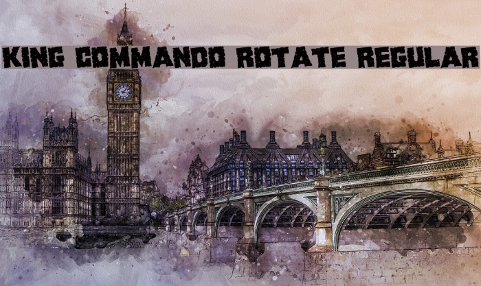 King Commando Rotate Regular Font examples