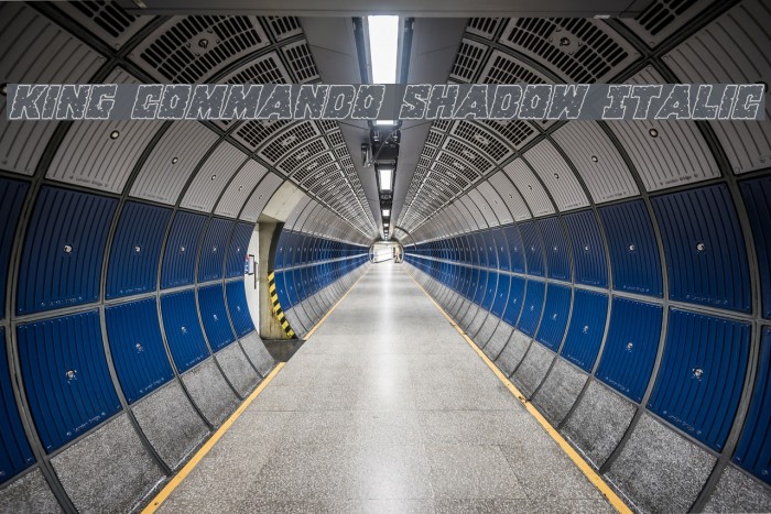 King Commando Shadow Italic Font examples