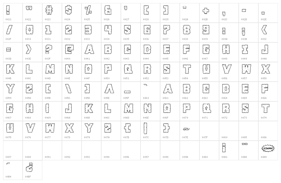 King Commando Shadow Regular Character Map