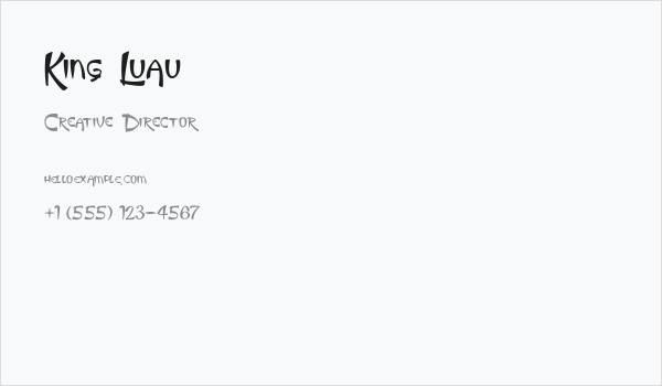 King Luau Business Card