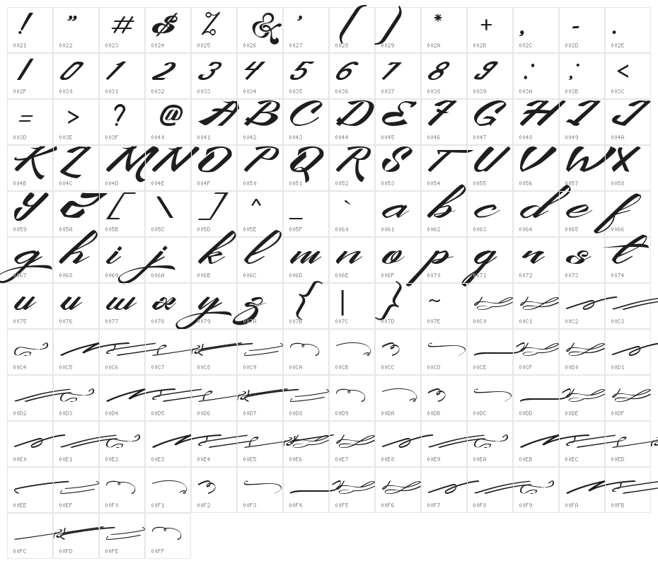 KingCityFreeFont Character Map