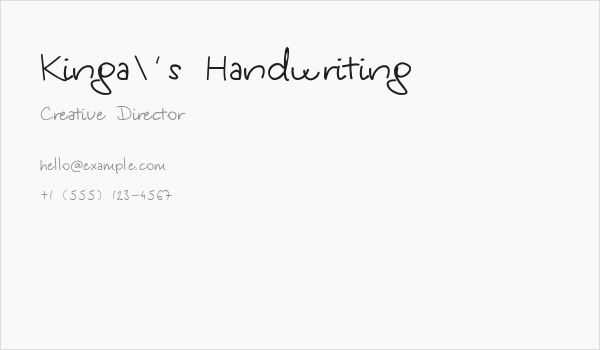 Kinga's Handwriting Business Card