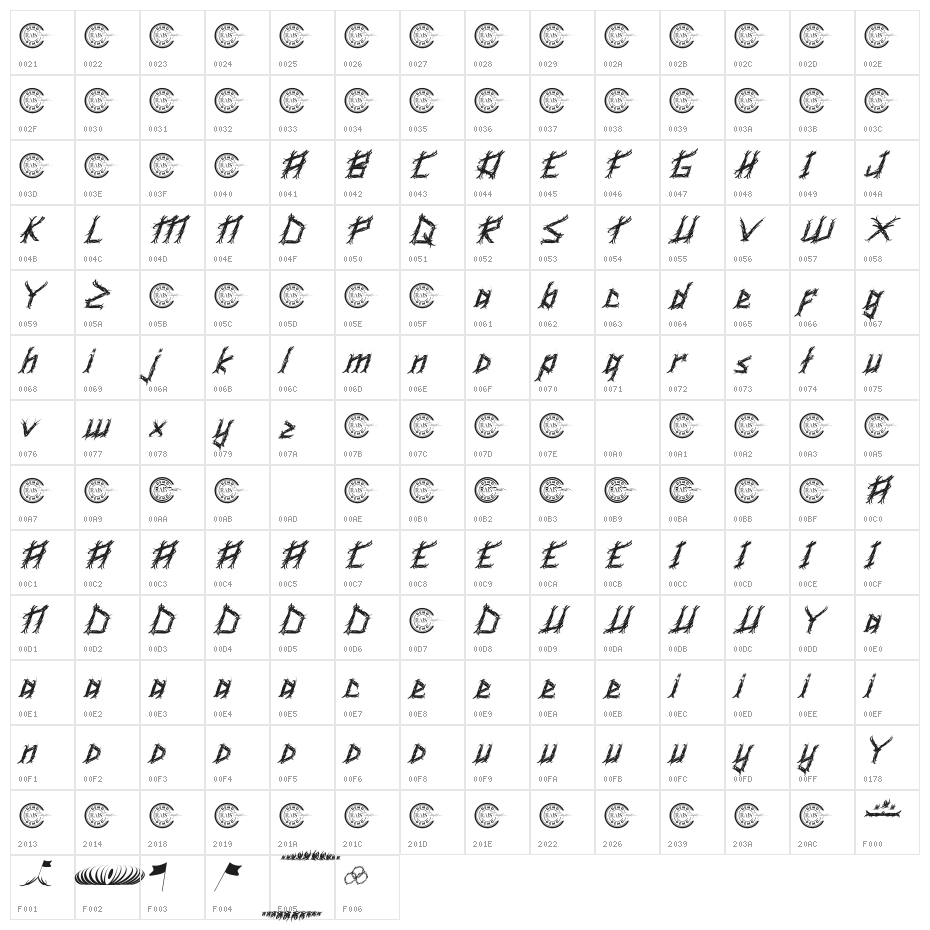 Kingdom Hero Demo Italic Character Map
