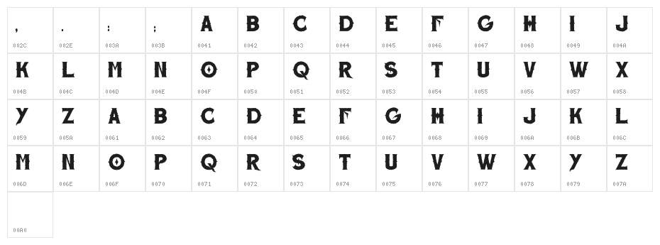 Kingman Regular Character Map