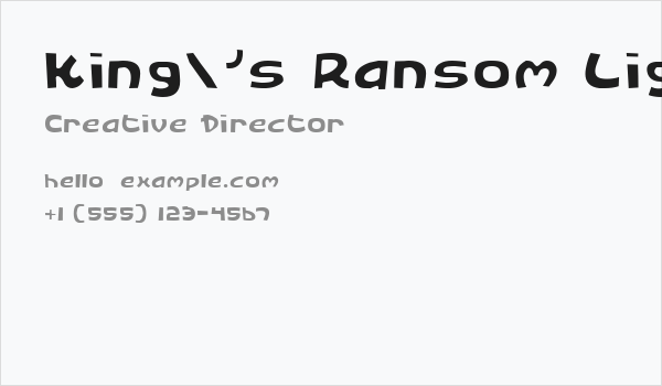 King's Ransom Light Business Card