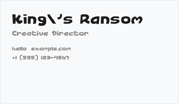 King's Ransom Business Card