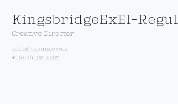 KingsbridgeExEl-Regular Business Card