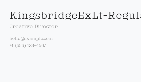 KingsbridgeExLt-Regular Business Card