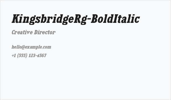 KingsbridgeRg-BoldItalic Business Card