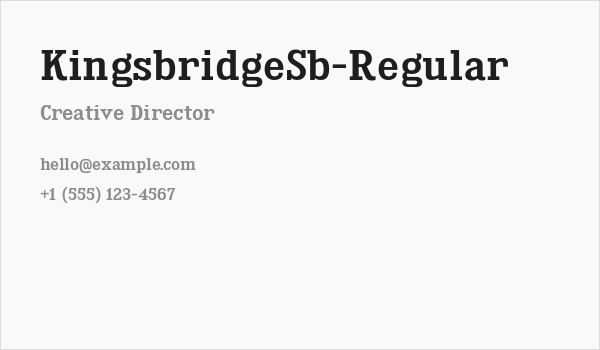 KingsbridgeSb-Regular Business Card