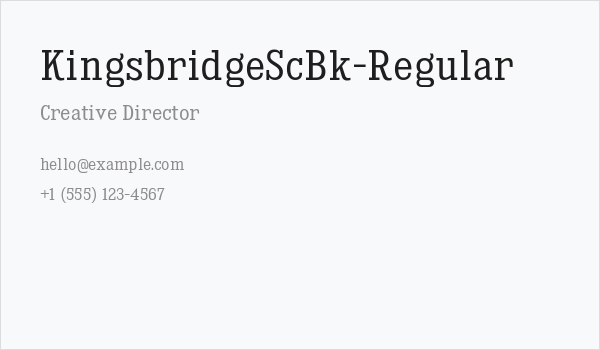 KingsbridgeScBk-Regular Business Card