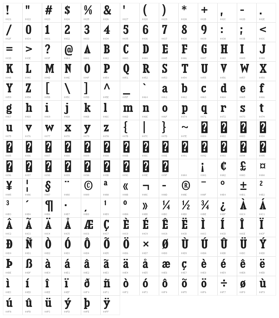 KingsbridgeScRg-Bold Character Map