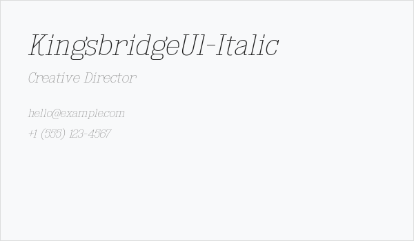 KingsbridgeUl-Italic Business Card